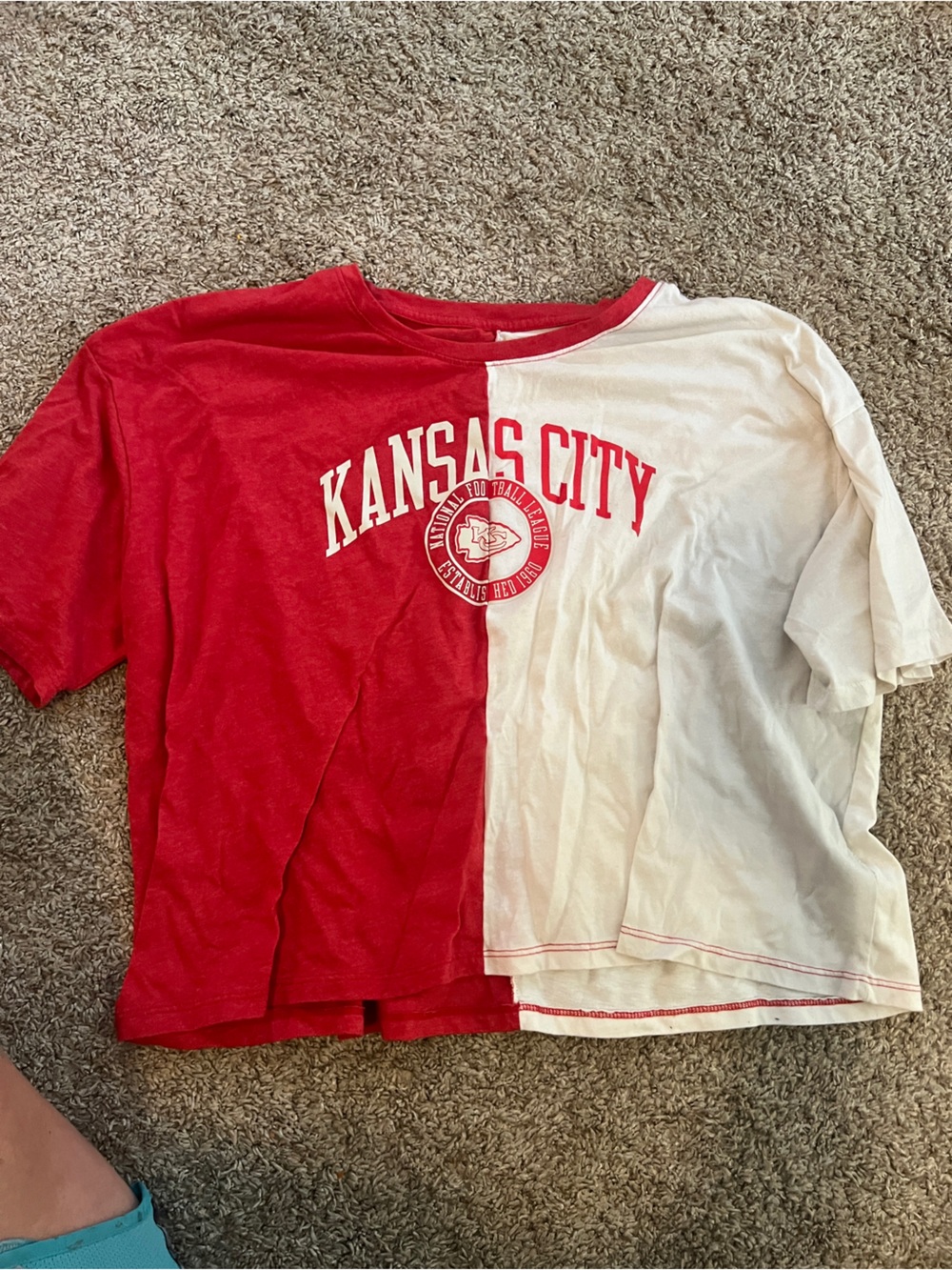 NFL Kansas City Split Red and White Short Sleeve Tee